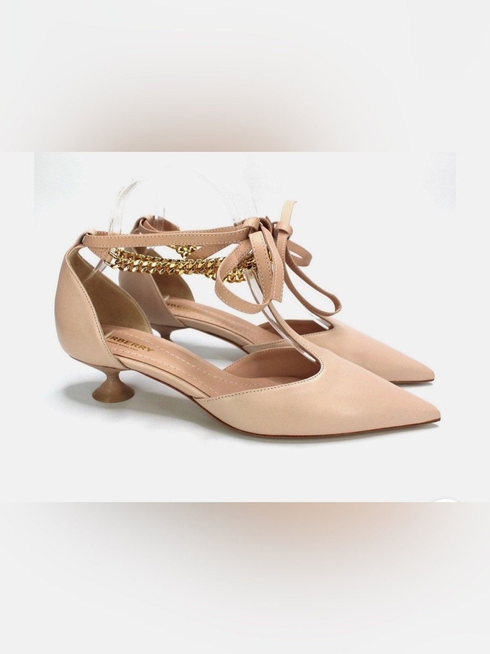 Burberry Welton Nude T-Strap Kitten Heels